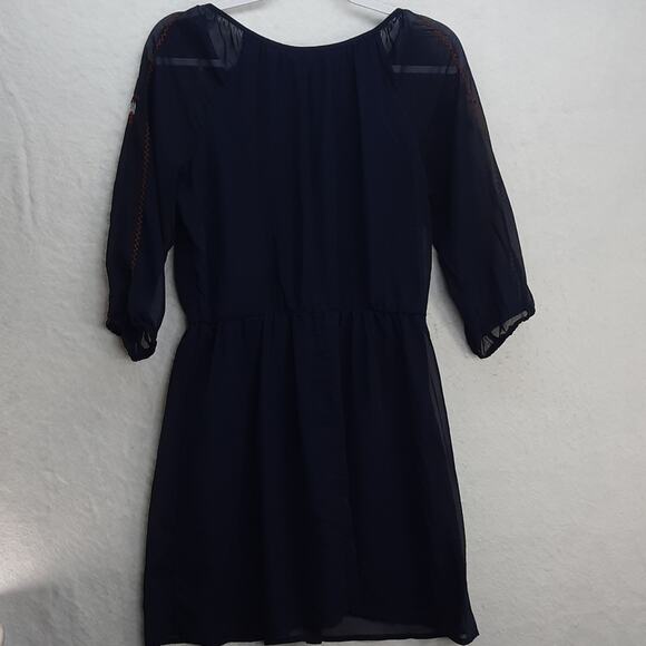 Ruby Rox Peasant Dress Womens Medium Navy Blue Embroidered Boho‎ Feminine - Picture 12 of 12